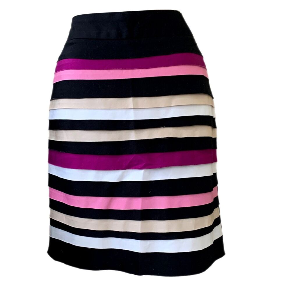 WHBM Womens Pencil Skirt Size 4 Pink Stripe Rainbow Career Preppy Straight